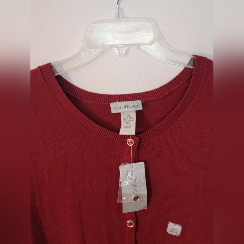 NWT Catherines Deep Burgandy Red Cardigan Sweater Size 3X - Picture 5 of 8